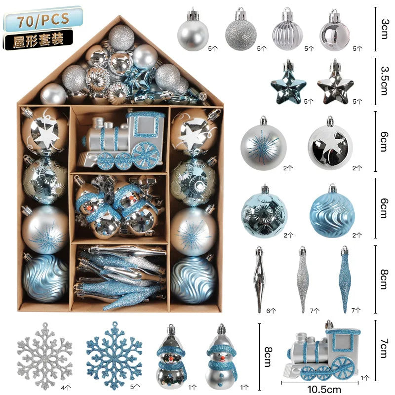 Bolas Natal Diversificados Conjunto de 72 peças de Enfeites de Bolas de Natal Clássico