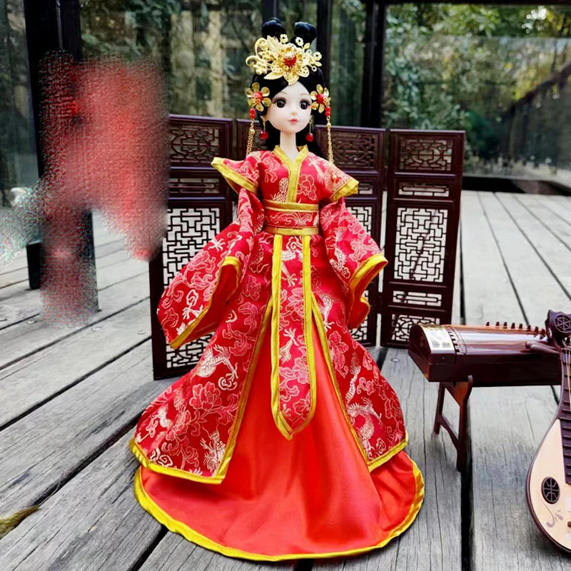 Boneca chinesa para menina, de boneca da Ásia com sapatos de suporte, cocar, boneca