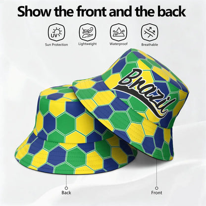 Chapéu balde bandeira Brasil unissex chapéu brasileiro embalável praia viagem pescador