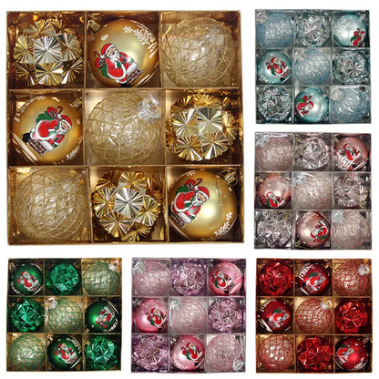 Bola de Natal 9 Peças Enfeites de Natal 3" Enfeites de Bola Natal Inquebrável Transparente