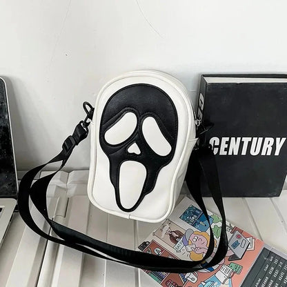 Bolsa transversal com rosto de fantasma refletivo de Halloween para mulheres e homens
