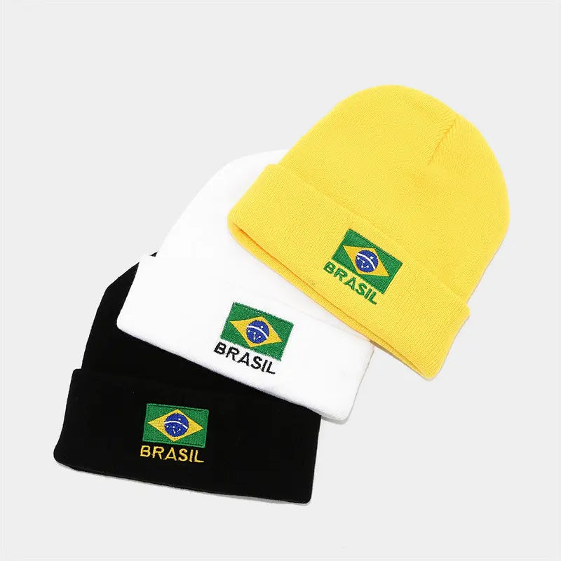 Gorro Copa do Mundo Gorro Brasil Bordado Copa Do Mundo Unissex Outono Inverno