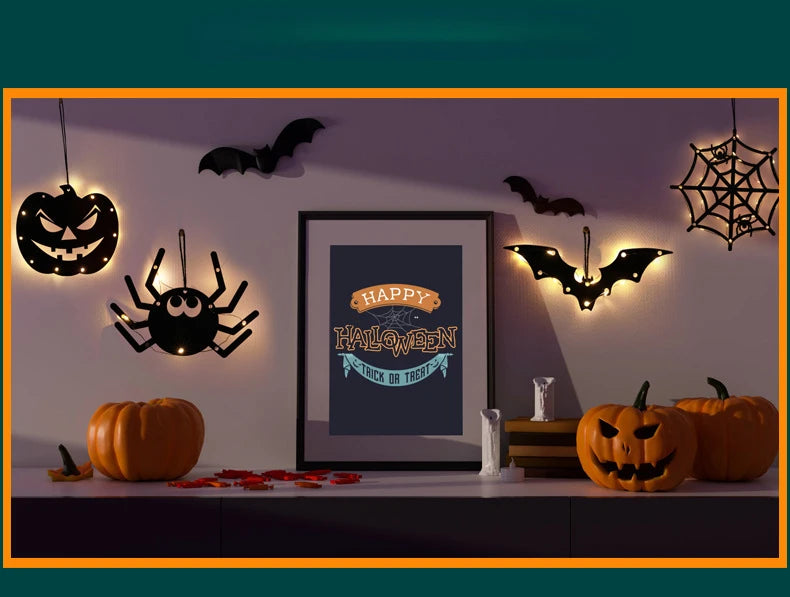 Morcego Halloween - Luz da janela do castelo para decoração Halloween - Decoração festa