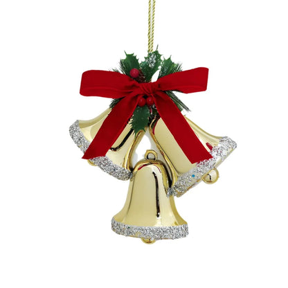 Sino Triplo Dourado Premium Borda Glitter Natal 23cm