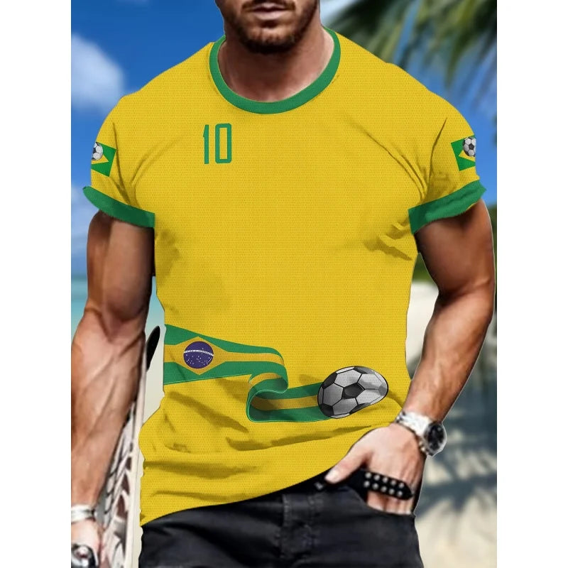 Camisa de Futebol Copa do Mundo para Homens e Mulheres 10 Pele Brasil Adulto Futebol