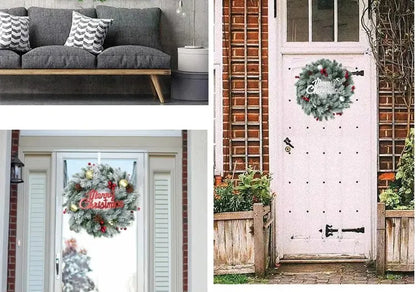 Guirlanda de natal porta pendurado círculo artificial grinalda decorações de natal