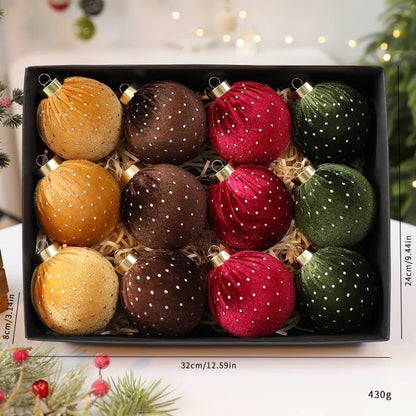 Bola de Natal de veludo bolas de enfeites de Natal de veludo de 8 cm para o Natal, 12 peças