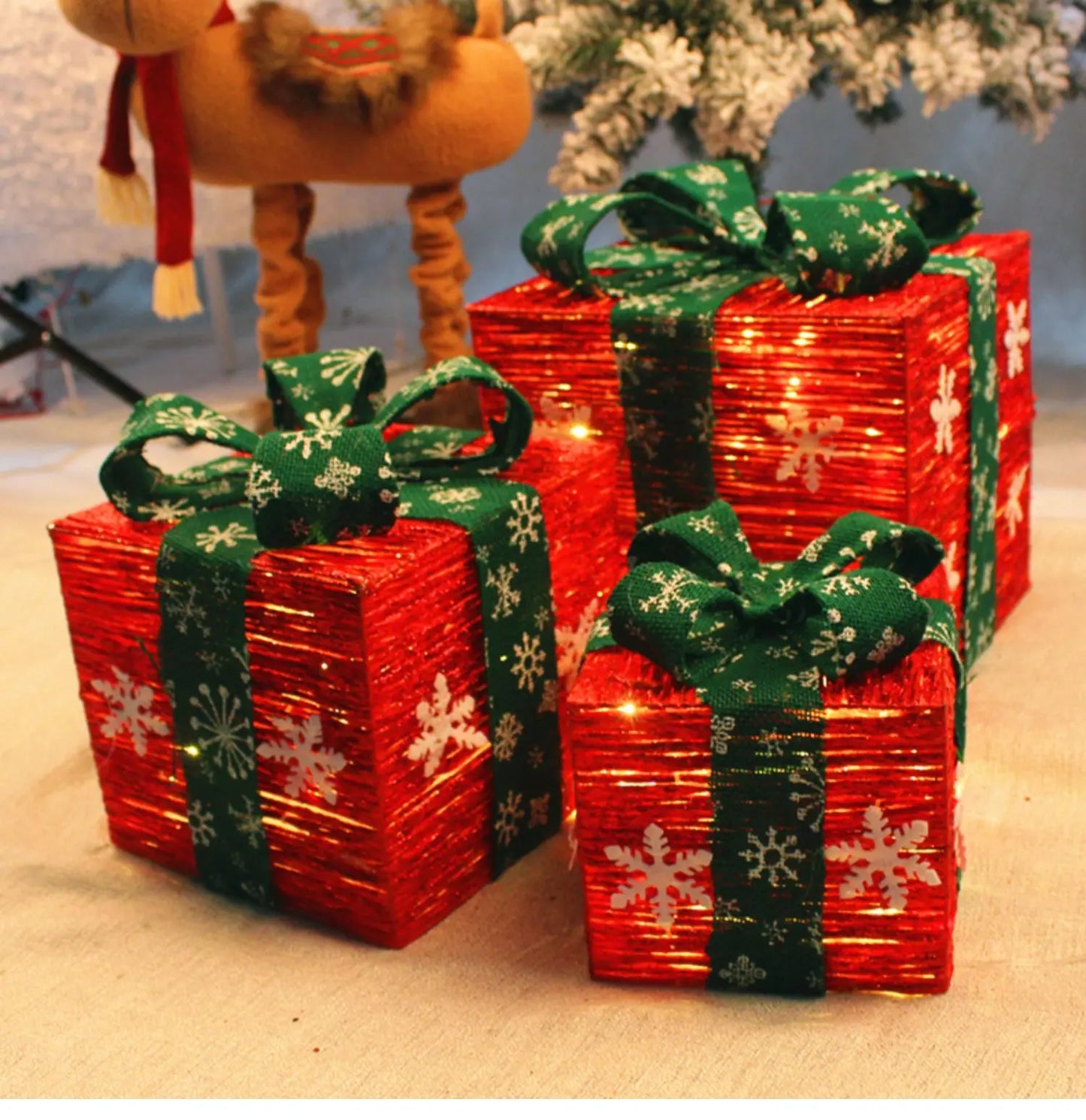 Caixas de presente, decorações de Natal, conjunto de 3 caixas vermelhas festa e feriado