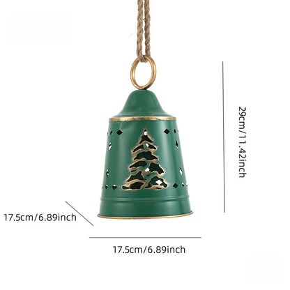 Sinos Decorativos de Natal em Ferro Forjado Resistente com Acabamento Rústico 29cm*11.42 Pol.