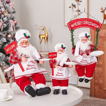 Boneco Natal Papai Noel Cozinheiro Padeiro Chef Em Tecido 48cm