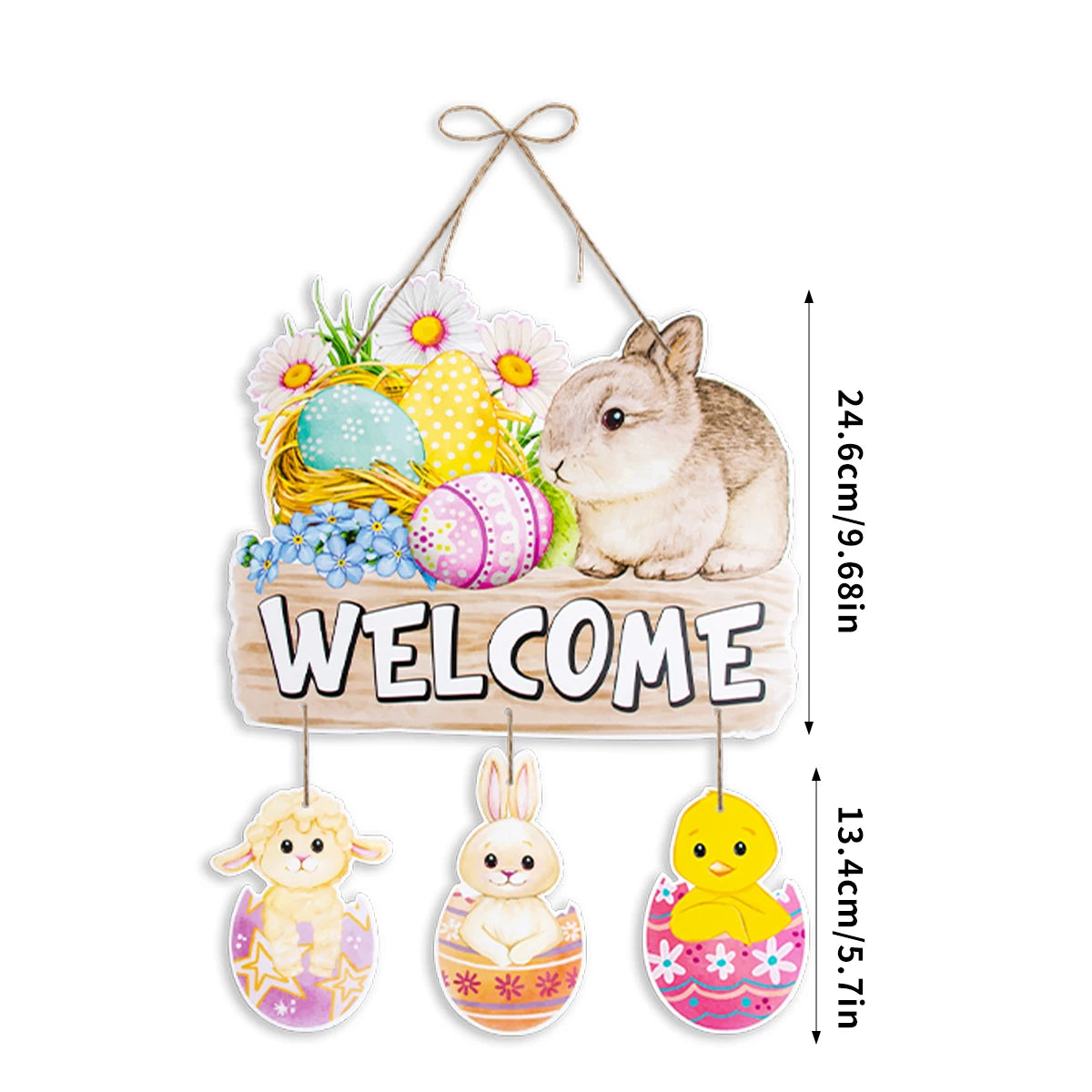 Plaquinha de Coelho Páscoa Decoração de Páscoa para Porta Interna, Design de Coelho