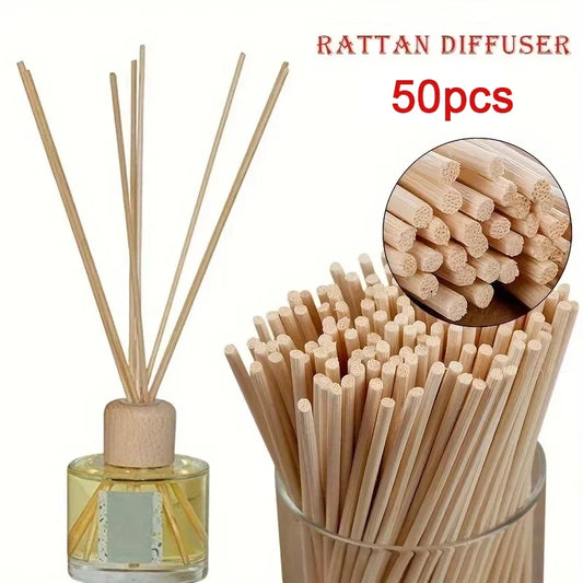 50 unidades de palitos difusores de paletes de madeira de rattan, difusor de vidro e difusor