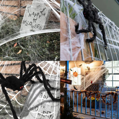 Aranhas Grandes Iluminadas de Halloween Adereços de Aranha Peluda Realista Halloween