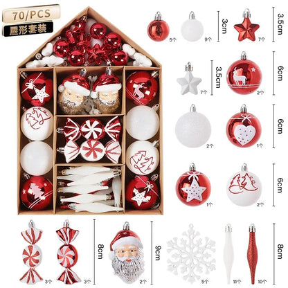 Bolas Natal Diversificados Conjunto de 72 peças de Enfeites de Bolas de Natal Clássico