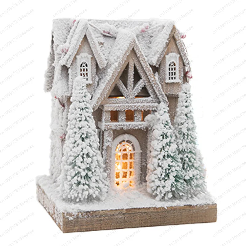 Casa Rústica Natal em Madeira Vila Natalina Led Pilha 51cm*11cm*1000cm