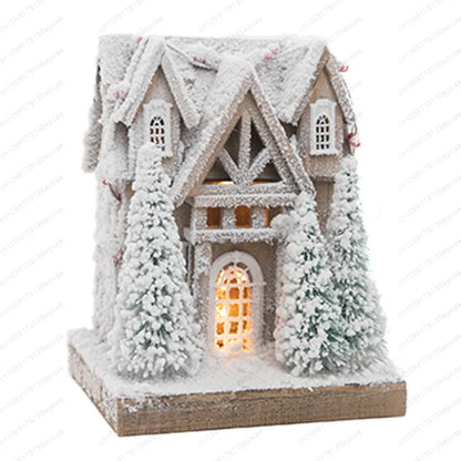 Casa Rústica Natal em Madeira Vila Natalina Led Pilha 51cm*11cm*1000cm