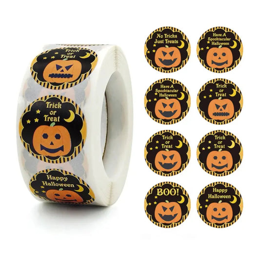 Adesivos de Halloween Decoração/Eventos Granel 500 Peças Rolo de Adesivo Redondo