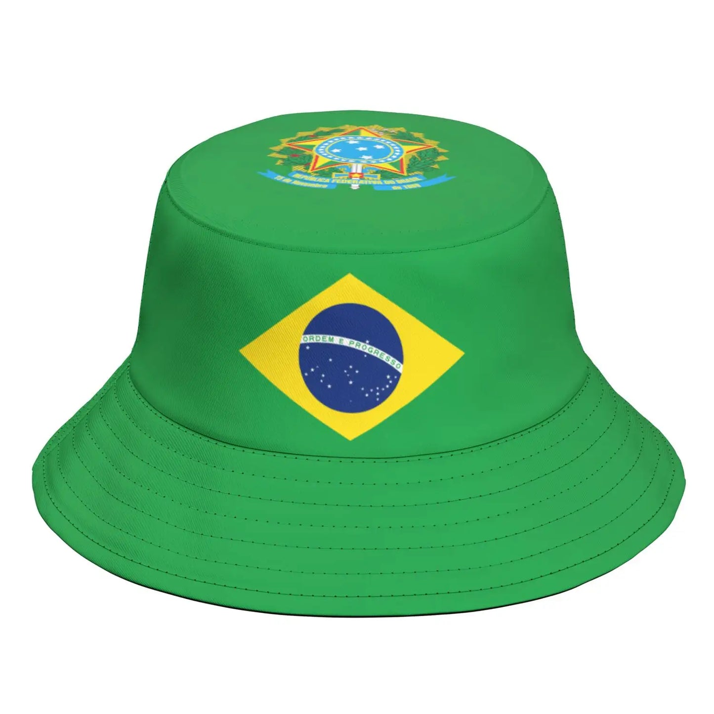 Chapéu balde bandeira Brasil unissex chapéu brasileiro embalável praia viagem pescador