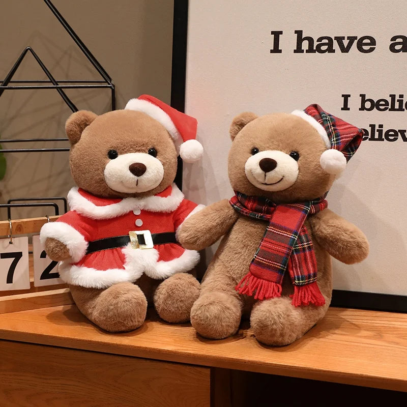 Urso de Pelúcia de Natal em Xadrez Tartan, Grande Urso Marrom