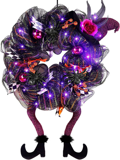 Guirlanda de porta de bruxa de halloween guirlanda de luz led guirlanda perna