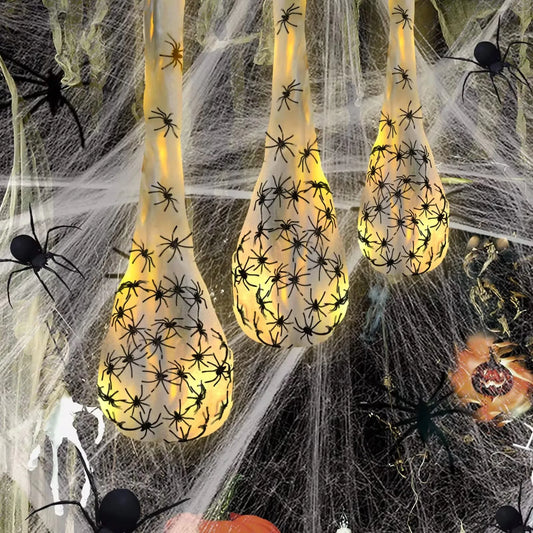 Decoração de Halloween, 1 peças de sacos de ovos de aranha luminosos pendurados