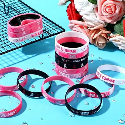 Pulseira de gel outubro rosa Pulseiras de conscientização do câncer mama pulseira silicone