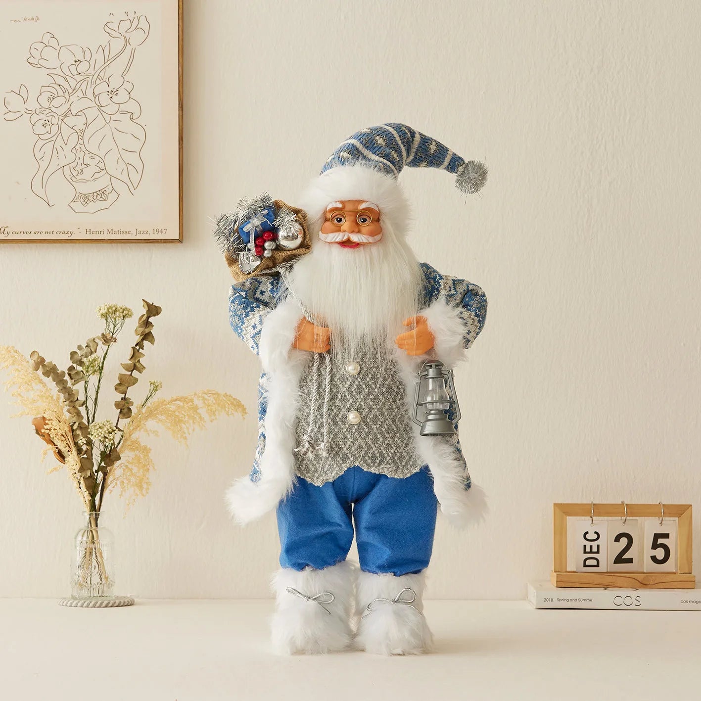 Boneco de Papai Noel - Decoração mesa Natal, estatuetas de Papai Noel, em pé, Papai Noel