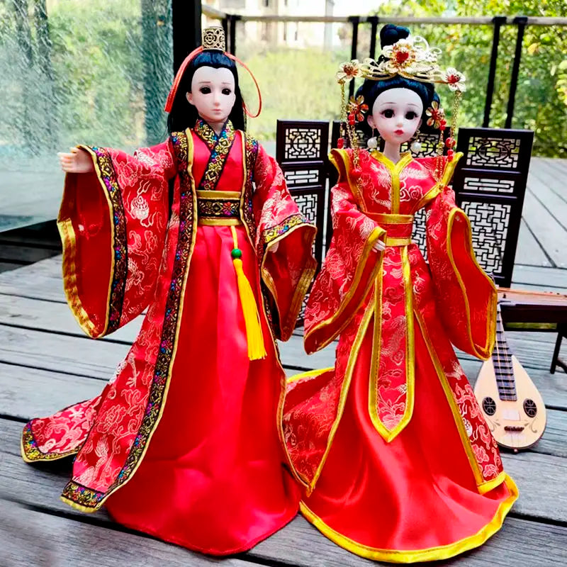Boneca chinesa para menina, de boneca da Ásia com sapatos de suporte, cocar, boneca