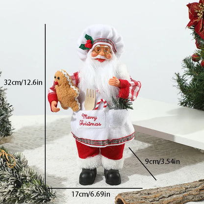 Boneco Papai Noel Cozinheira Estatueta de Chef de Natal, estilo Mamãe Noel, presente