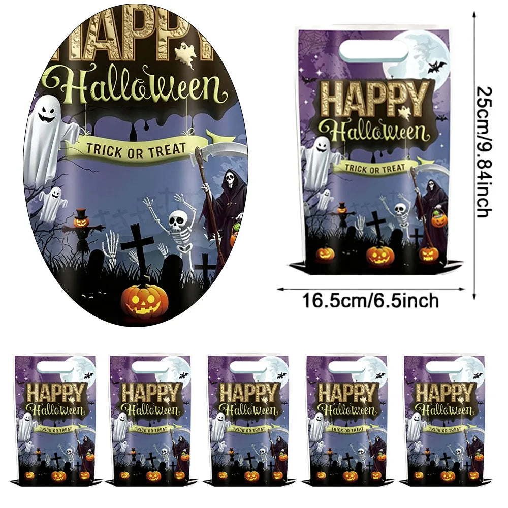 Sacolas Plásticas para Guloseimas e Presentes de Halloween, Sacolas de "Doces ou Travessuras"