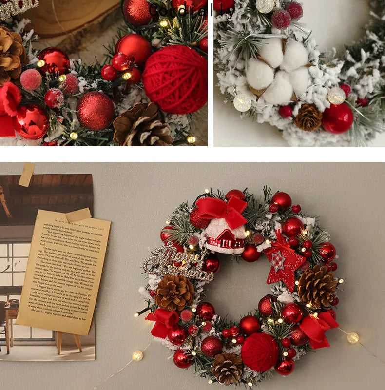 Guirlanda de outono de 50CM, elegante guirlanda de Natal champanhe dourado vermelho