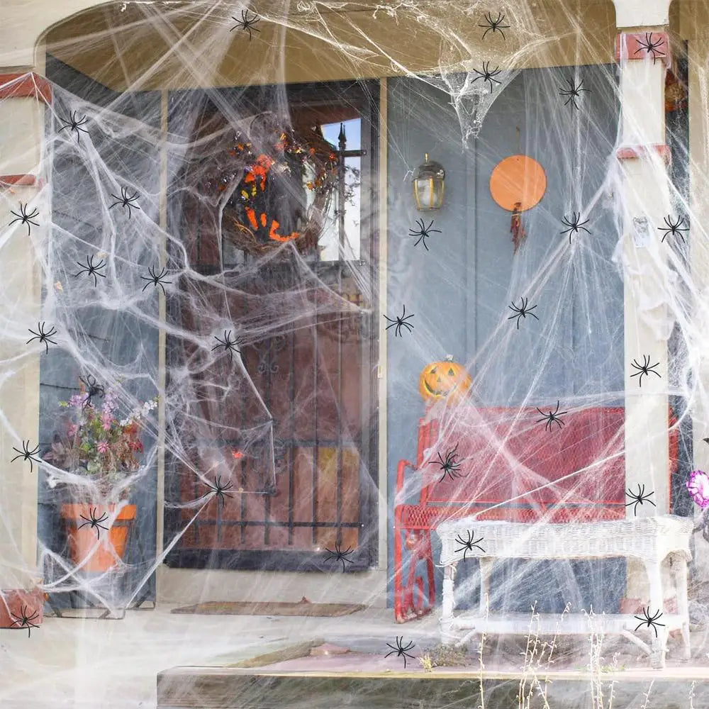 Teia Aranha Branco Falsa de Halloween Aranhas de Halloween ao Ar Livre