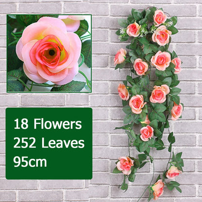 Flor artificial rattan planta falsa videira decoração rosas flores decoração interior