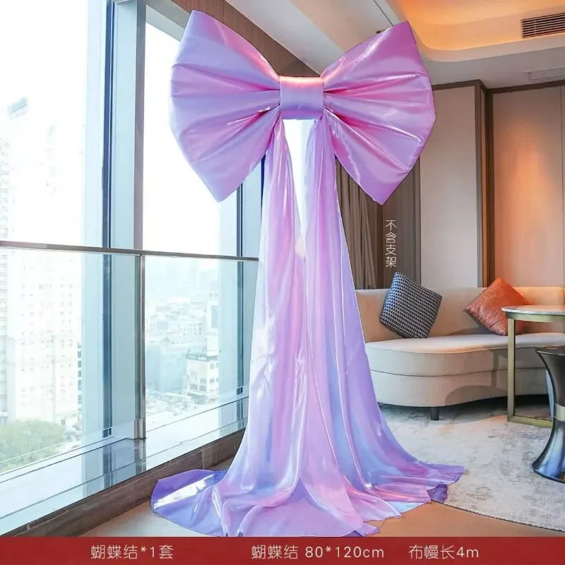 Laço decorativo grande, laço gigante de veludo vermelho, cenário casamento, decoração