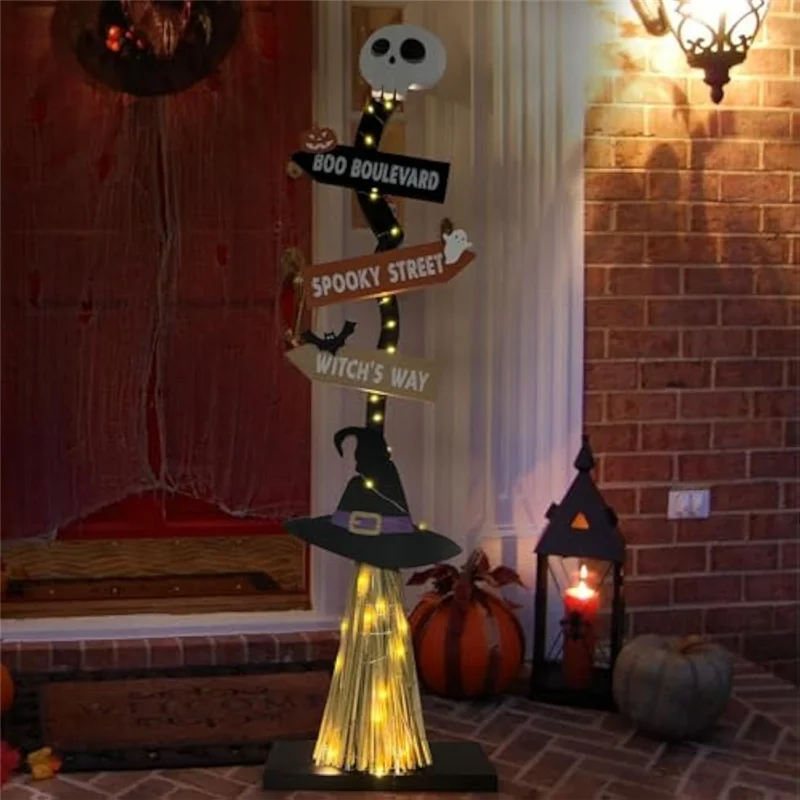 Decoração de vassoura de bruxa de Halloween, decoração de Halloween, com 1 vassouras
