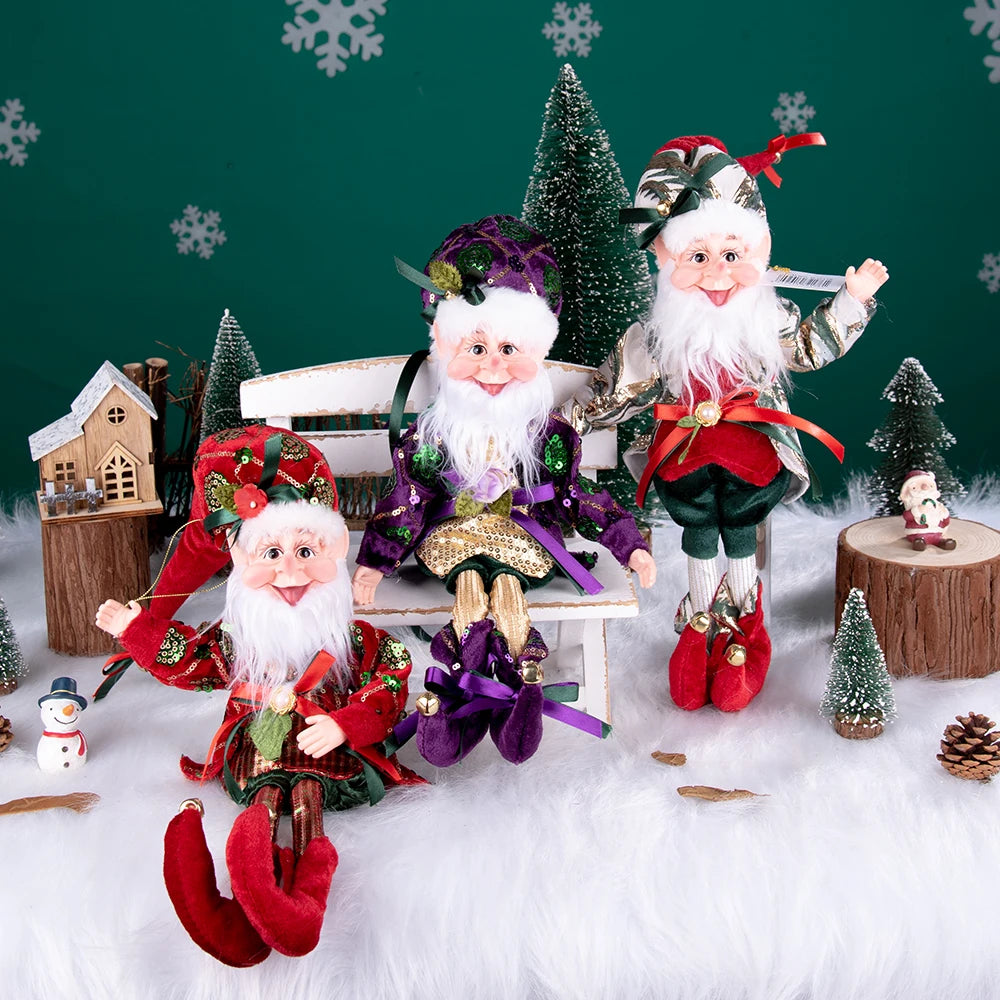 Enfeite Elfo Verde e Vermelho 45cm e 55cm Merita, Personagens Natalinos para Decoração