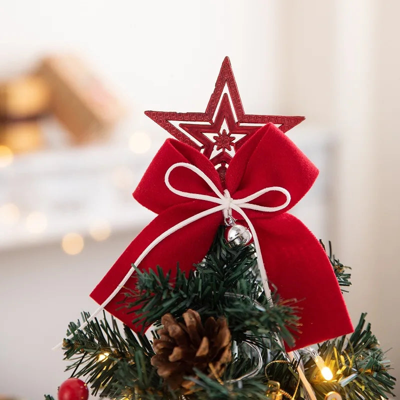 Mini árvore de natal com luzes dourado vermelho decorações de natal enfeites