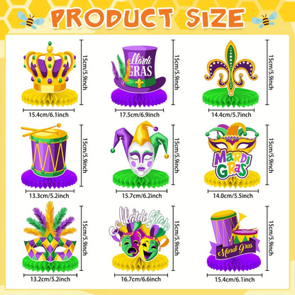 Decoração de mesa de carnaval, peça central de colmeia, centro mesa carnaval de 9 peças