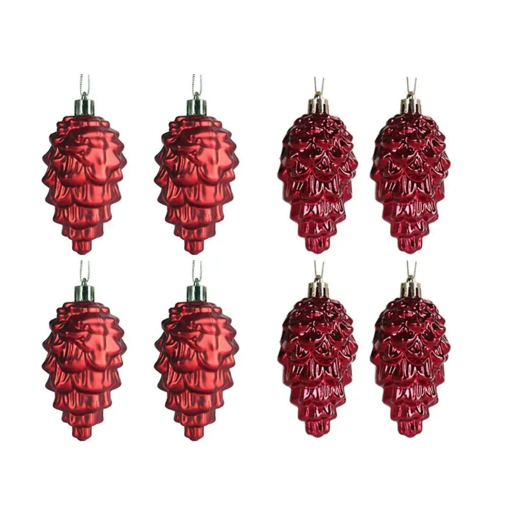 Decoração de Natal Lindo 8 Peças Pingentes de Pinha com Cordão Brilhante cor Brilhante