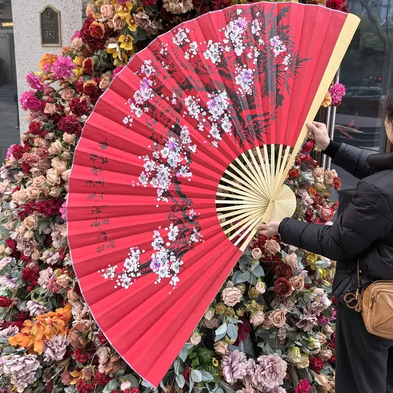 Leques mão dobrável desdobre, 63 Pol.160cm / 35.4 Pol.*90cm, Dobrável Cor Vermelho