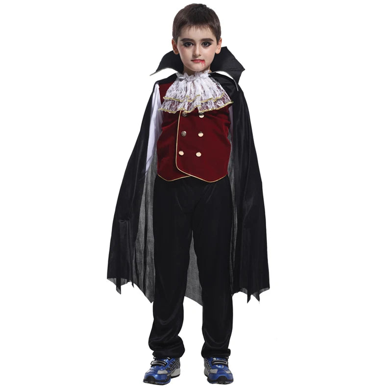 Fantasia Infantil Drácula Vampiro Halloween Cosplay + Capa