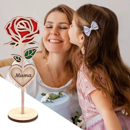 Decoração de rosas dia das mães de madeira, decoração de mesa de flores de madeira