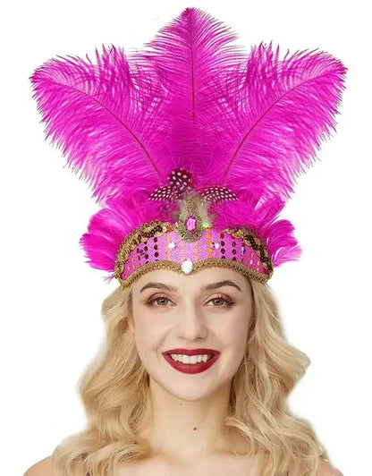 Fitas de cabelo para carnaval, acessórios de carnaval, fascinador de penas, máscara