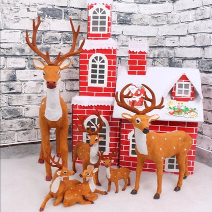 Rena de Natal Adorável Alce Escultura de Natal Design Realista Mini Enfeites de Veado