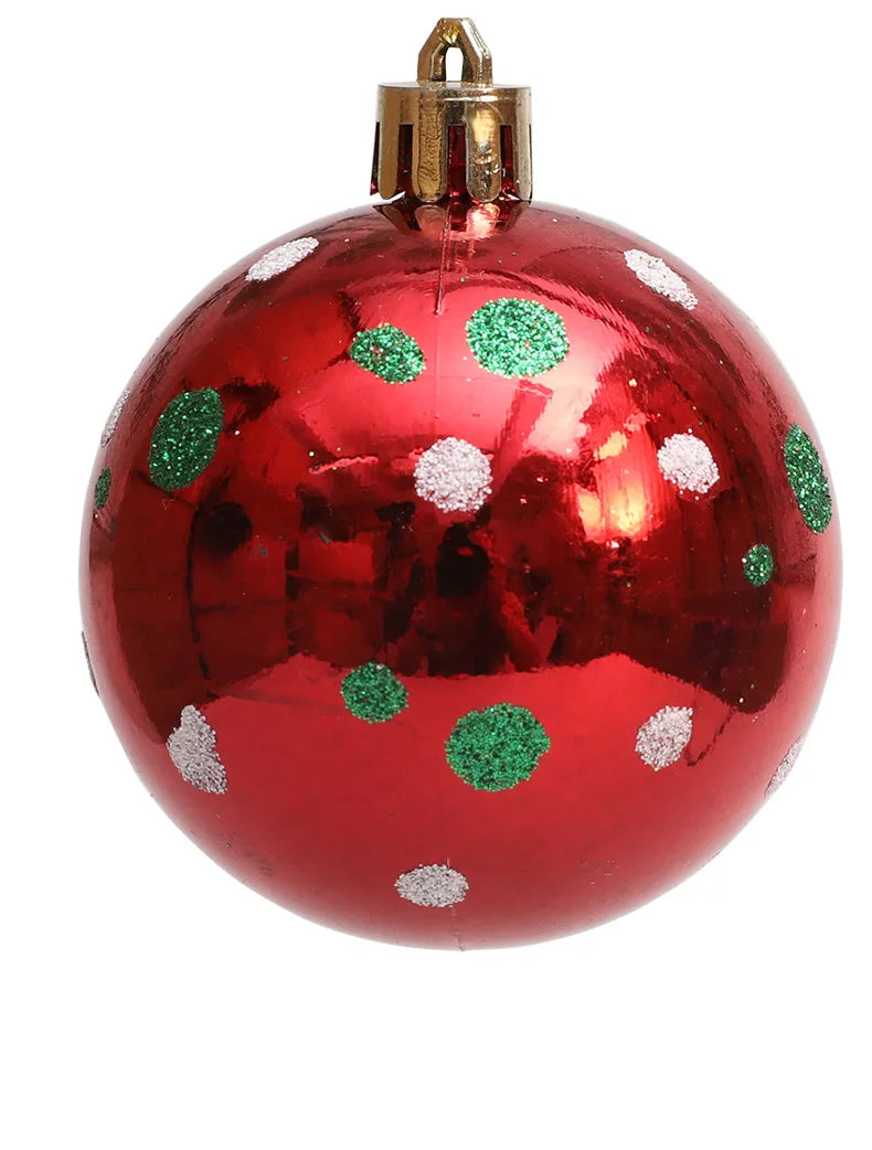 Bola de Natal Verde Branco Vermelho 6 Bolas de Natal Enfeite de 2,4 Polegadas Brilhantes