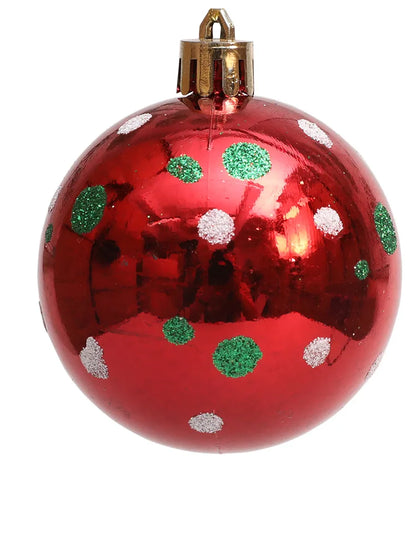 Bola de Natal Verde Branco Vermelho 6 Bolas de Natal Enfeite de 2,4 Polegadas Brilhantes