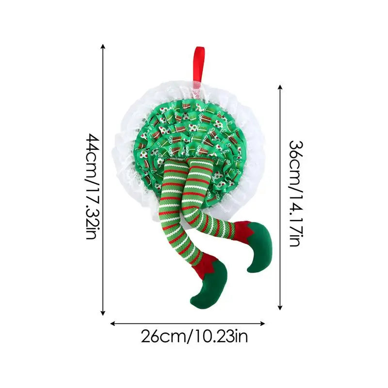 Pernas recheadas de duende Natal,Vermelho Verde Listrado Pelúcia Elf Pernas Natal
