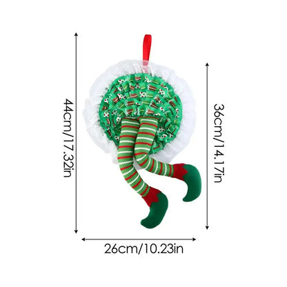 Pernas recheadas de duende Natal,Vermelho Verde Listrado Pelúcia Elf Pernas Natal