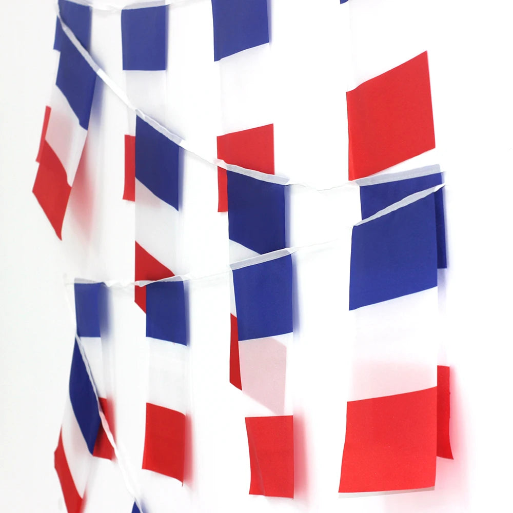 Bandeirinha Copa do Mundo Cordão de bandeira da França, 24 peças, faixa francesa externo