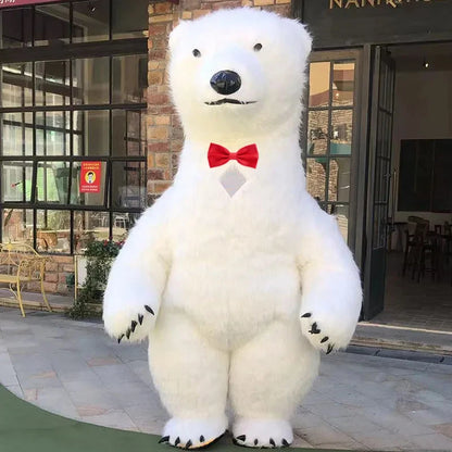 Fantasia Urso Polar Inflável Natal Mascote Traje kit Completo Mascote para Natal